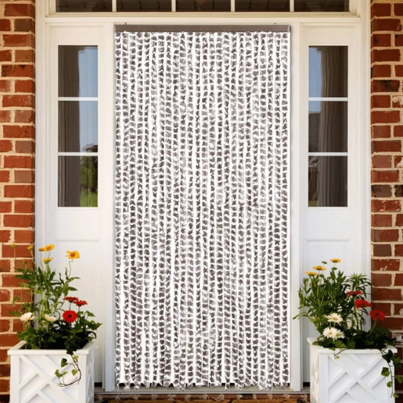 vidaXL flueforhæng 100x200 cm chenille gråbrun/hvid