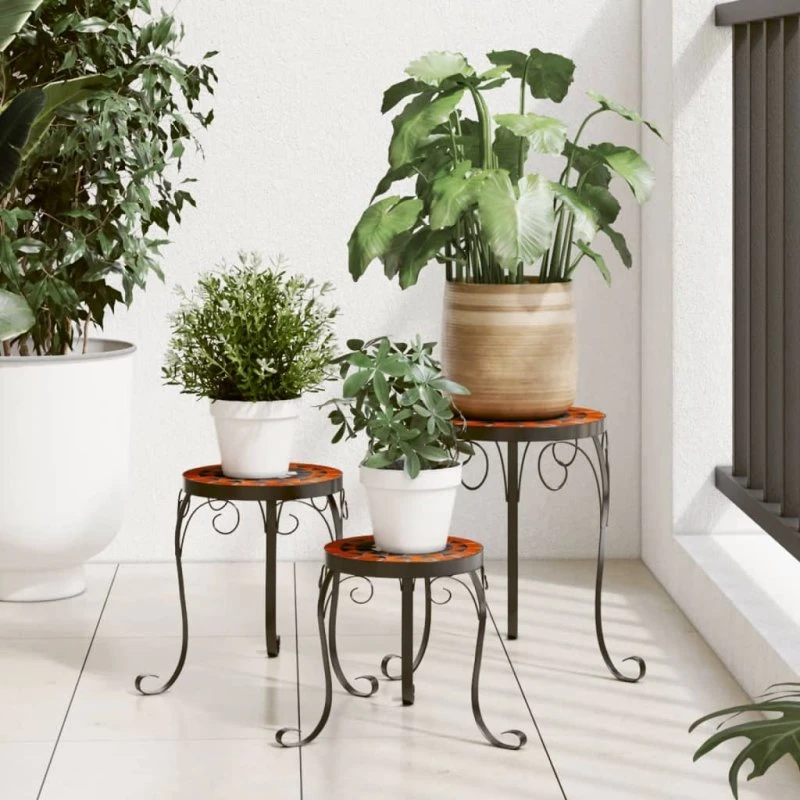 vidaXL planteborde 3 stk. keramisk mosaik terracotta/hvid