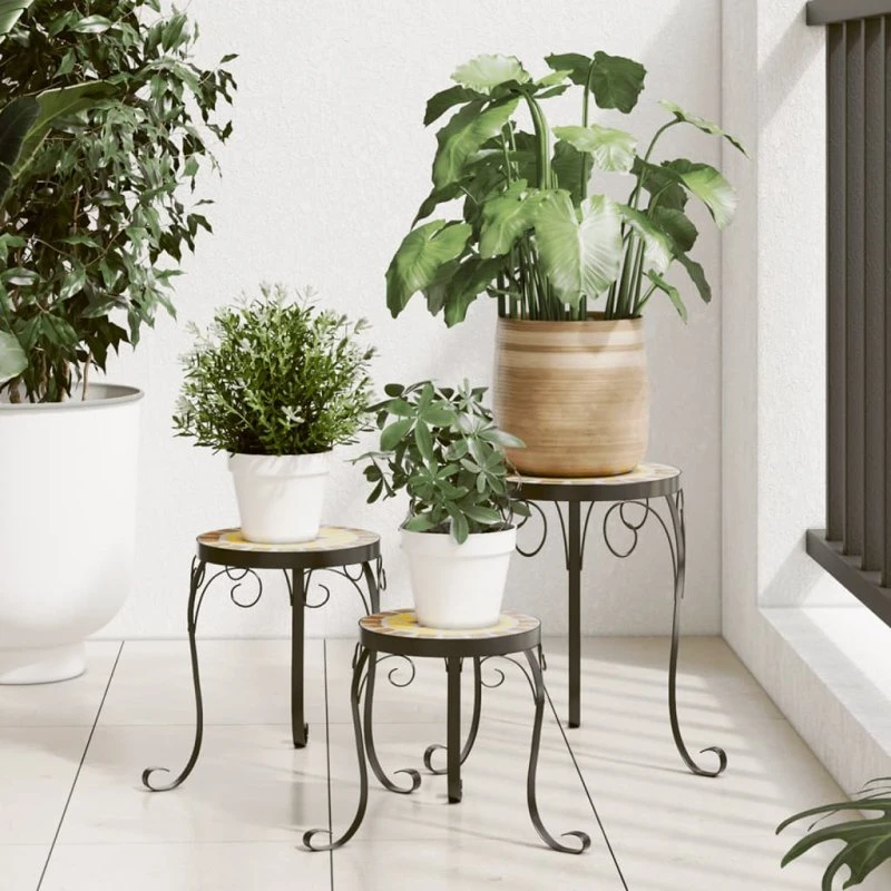 vidaXL Planteborde 3 stk. keramisk mosaik terracotta/hvid