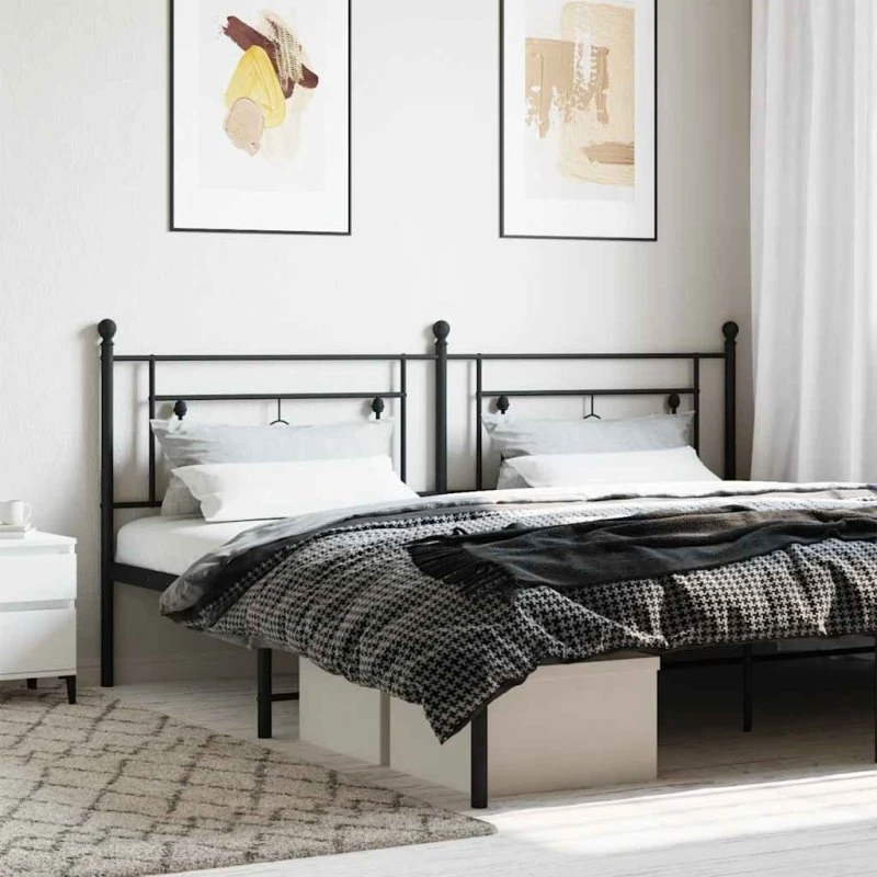vidaXL sengegavl i metal 193 cm - sort