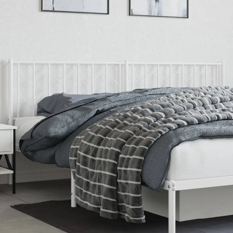 vidaXL Sengegavl 193 cm i metal, hvid