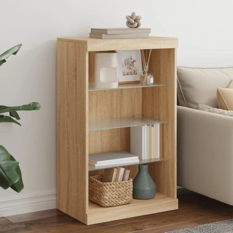 vidaXL skænk med LED 60,5x37x100 cm Sonoma-eg