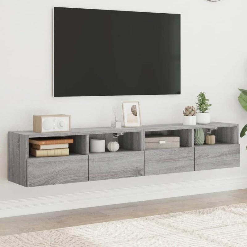 vidaXL væghængte tv-borde 2 stk. 80x30x30 cm, grå sonoma