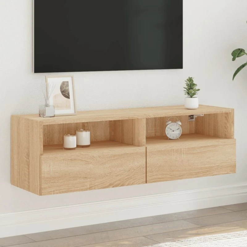 vidaXL væghængt TV-bord 100x30x30 cm Sonoma-eg