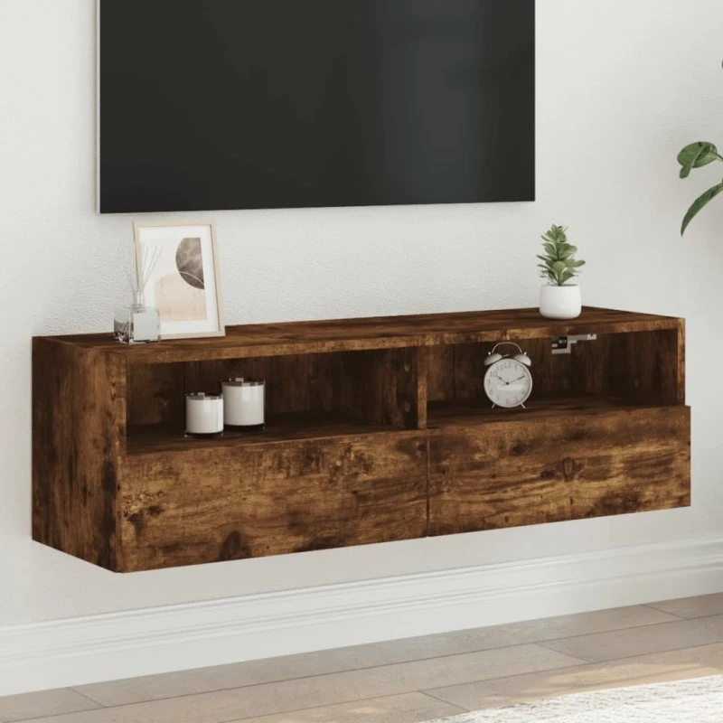 vidaXL væghængt tv-bord 100x30x30 cm røget egetræ
