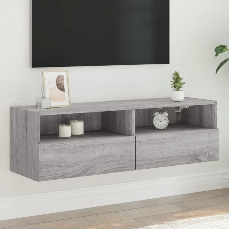 vidaXL væghængt tv-bord 100x30x30 cm grå sonoma-eg