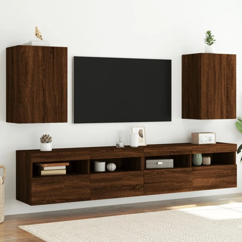 vidaXL væghængte tv-borde 2 stk. 40,5x30x60 cm brun eg