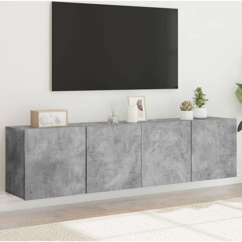 Væghængte tv-borde 2 stk. 80x30x41 cm – betongrå