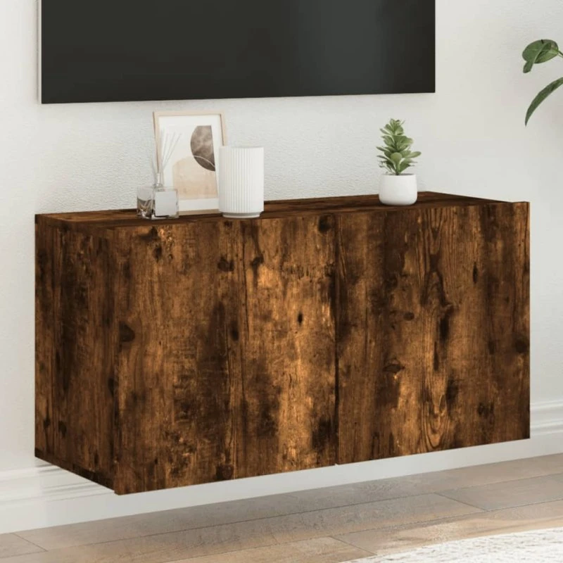 vidaXL væghængt tv-bord 80x30x41 cm – røget eg