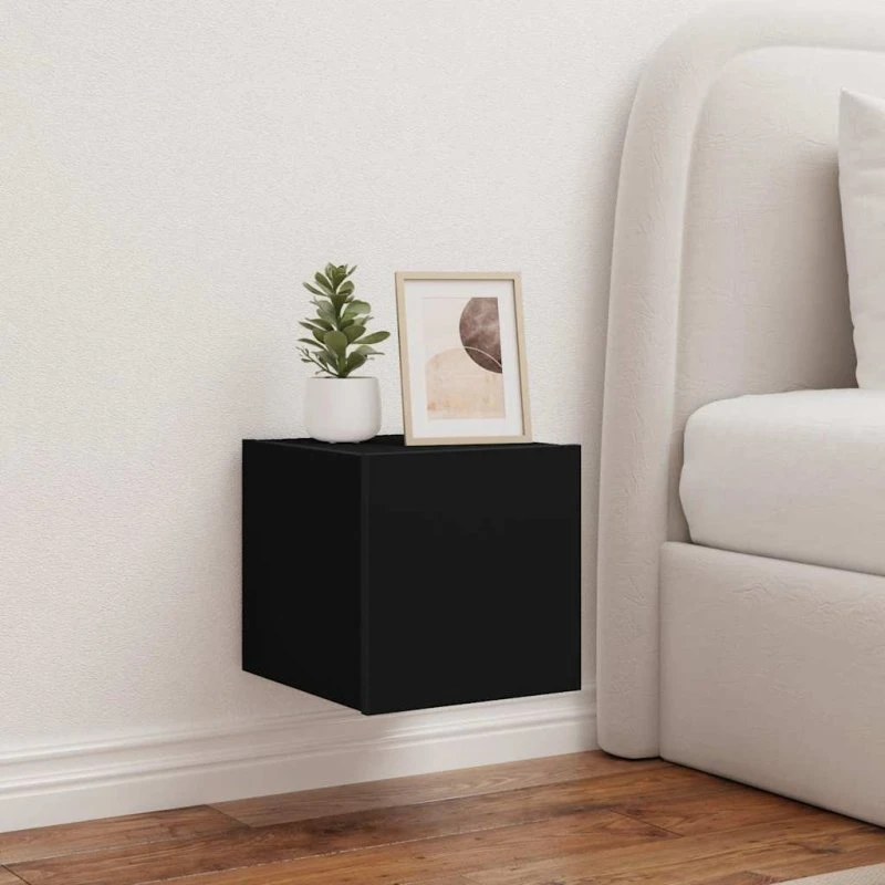 vidaXL væghængte tv-borde 2 stk. med RGB LED 30,5x35x30 cm sort