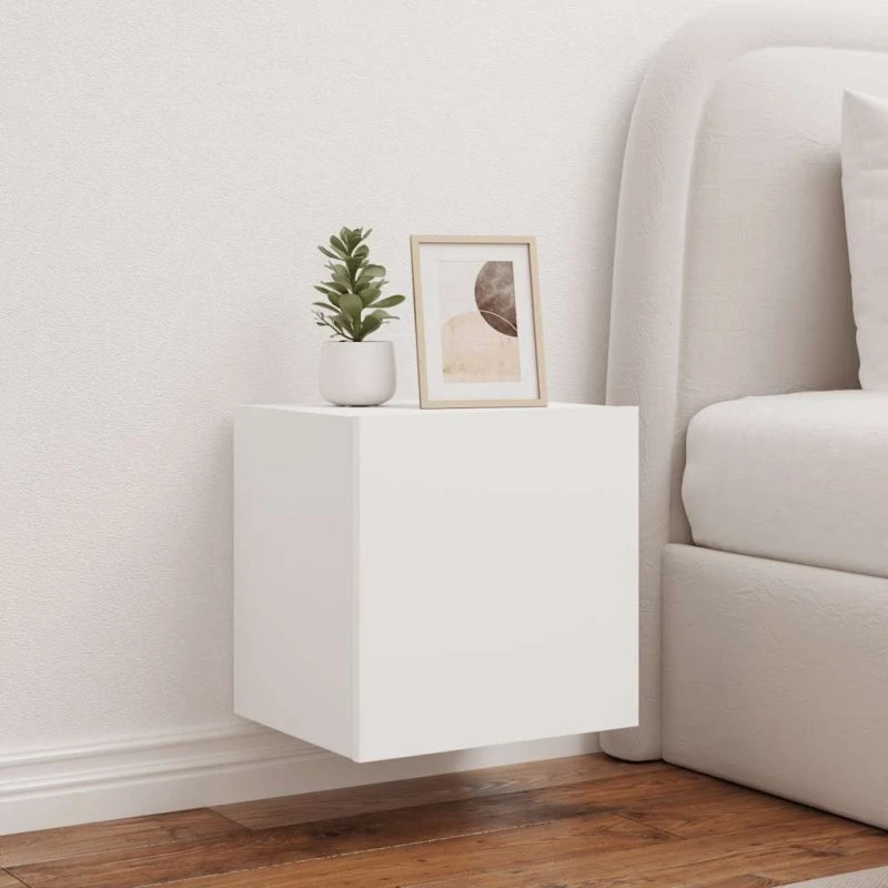 vidaXL væghængt TV-bord med RGB LED 40,5x35x40 cm hvid