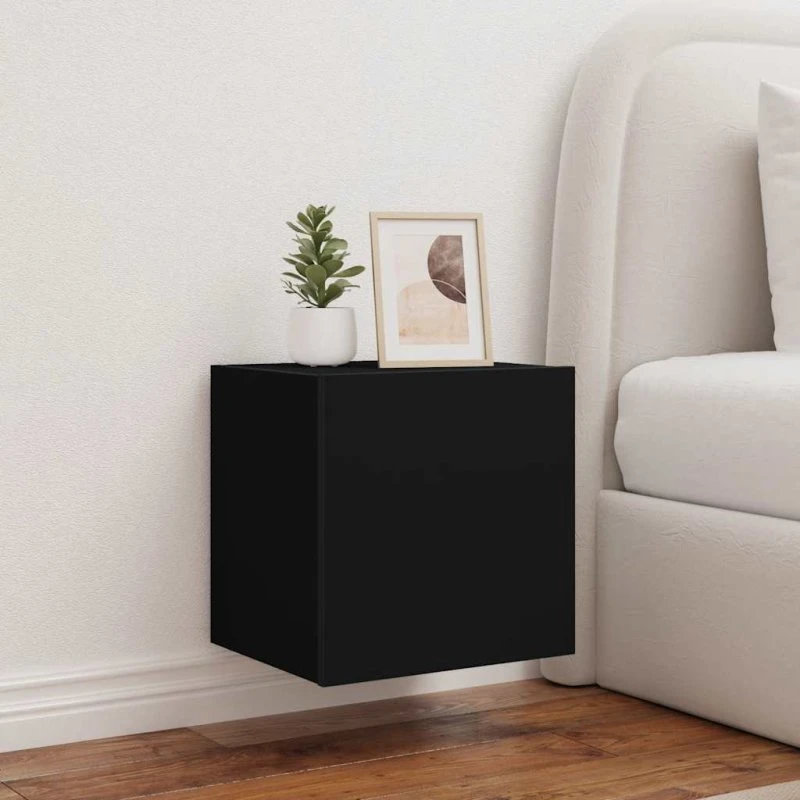 vidaXL væghængte tv-borde 2 stk. med RGB LED 40,5x35x40 cm sort