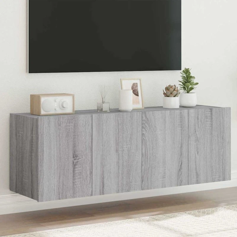 vidaXL væghængte tv-borde 2 stk. 60x35x41 cm LED grå sonoma-eg