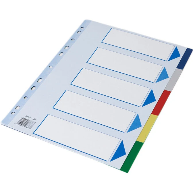 Q-Line A4 faneblade 5-delt i farvet plast med kartonforside