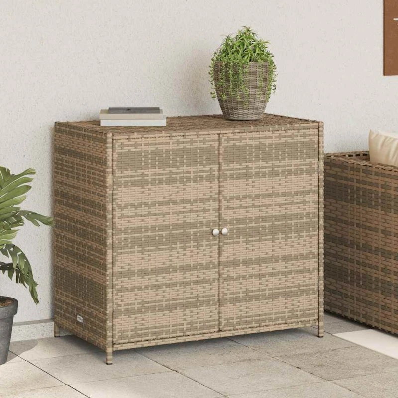 vidaXL opbevaringsskab i polyrattan 83x45x76 cm beige