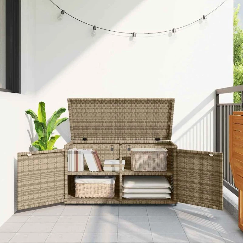 vidaXL opbevaringsskab til haven 110x55x60,5 cm polyrattan beige
