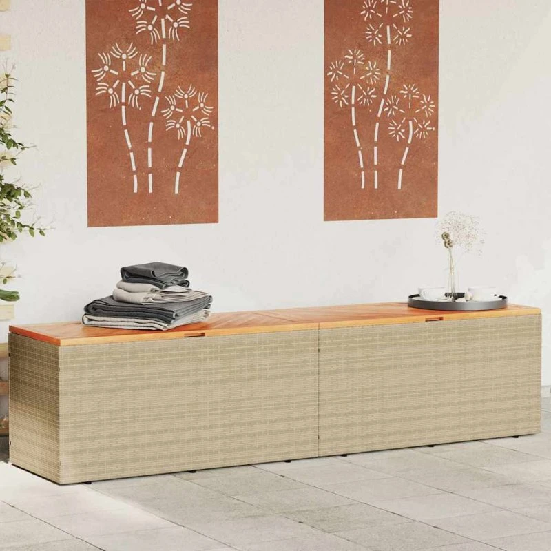 vidaXL opbevaringsboks 220x50x54 cm polyrattan akacie beige