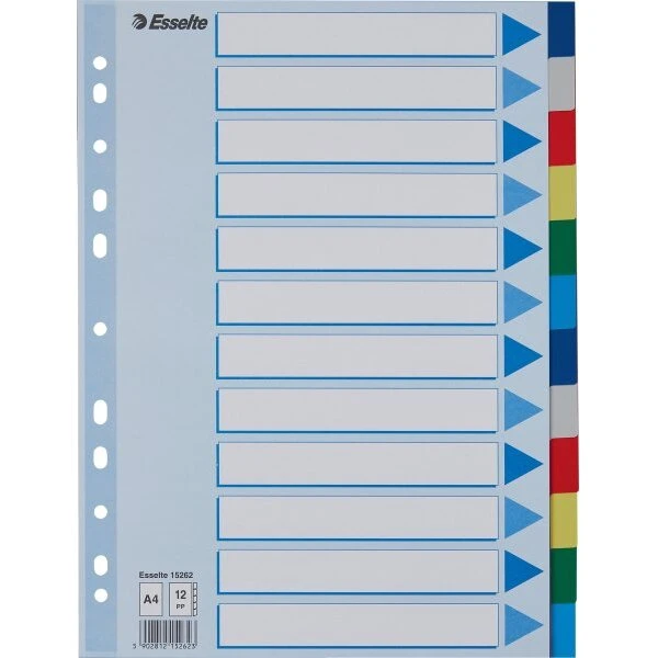 Esselte Faneblade plast A4 12-delt (15262)