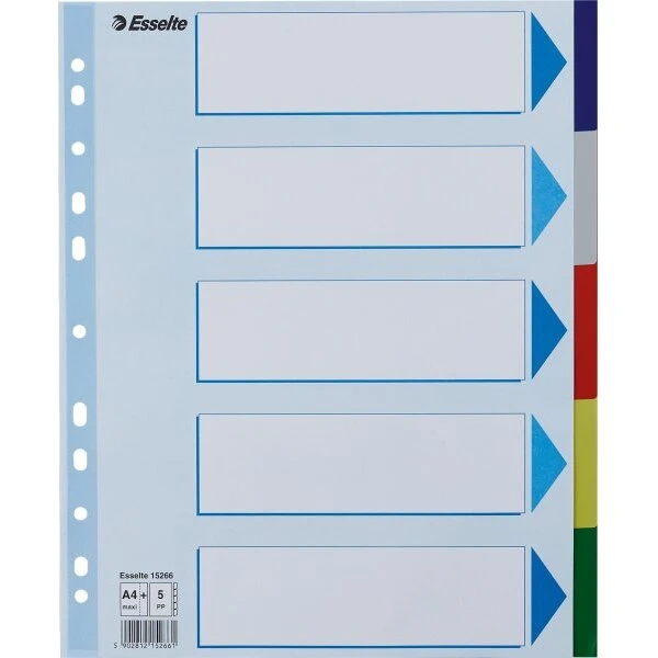 Esselte A4 Maxi plastfaneblade 5-delt 15266