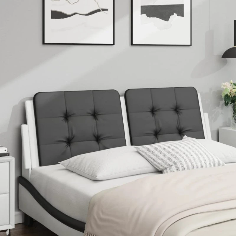 vidaXL Gavlpude Zadar 120 cm kunstlæder sort/hvid
