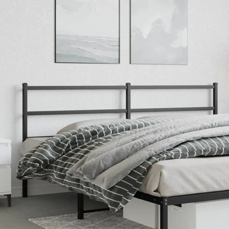 vidaXL sengegavl 180 cm i metal - sort