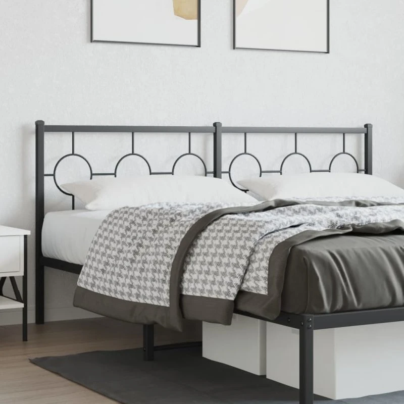 vidaXL sengegavl 180 cm i metal, sort