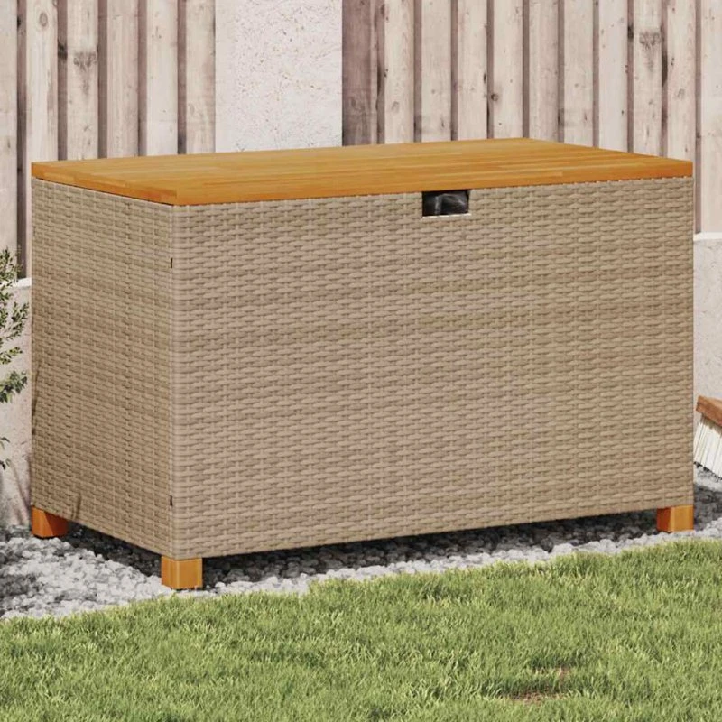 vidaXL opbevaringsboks til haven 110x55x63 cm polyrattan akacie beige