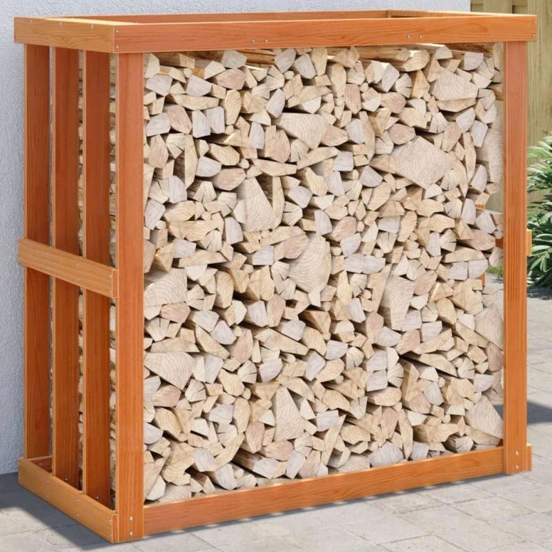 Massivt fyrretræ Udendørs brændestativ 109x52x106 cm gyldenbrun