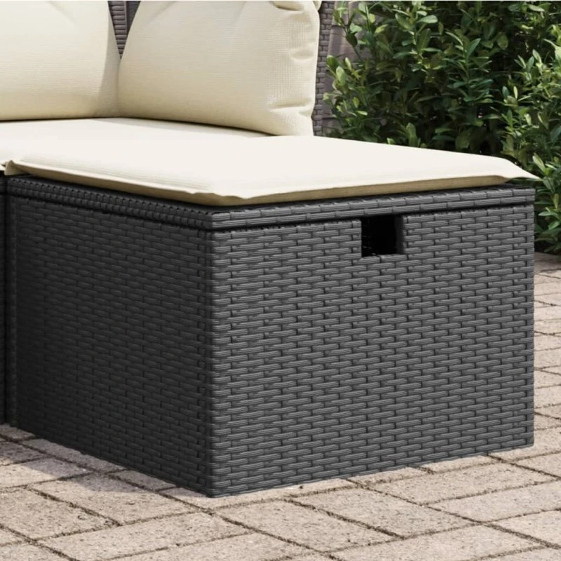 vidaXL haveskammel 55x55x37 cm polyrattan sort med hynde