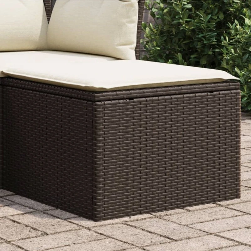 vidaXL haveskammel 55x55x37 cm polyrattan brun med hynde