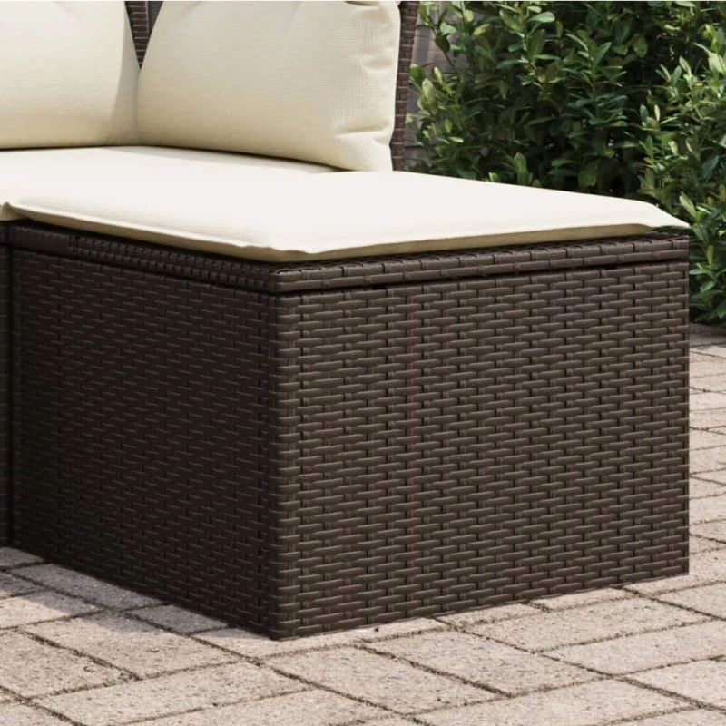vidaXL haveskammel med hynde 55x55x37 cm polyrattan brun