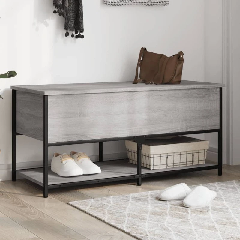 vidaXL opbevaringsbænk 100x42,5x47 cm, grå Sonoma-eg