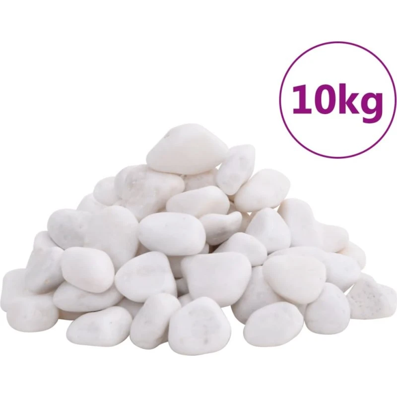 vidaXL polerede småsten 10 kg 2–5 cm, hvid