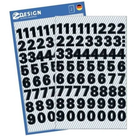Avery Etiketter tal 0-9 9,5 mm sort — 2 ark (130 stk)