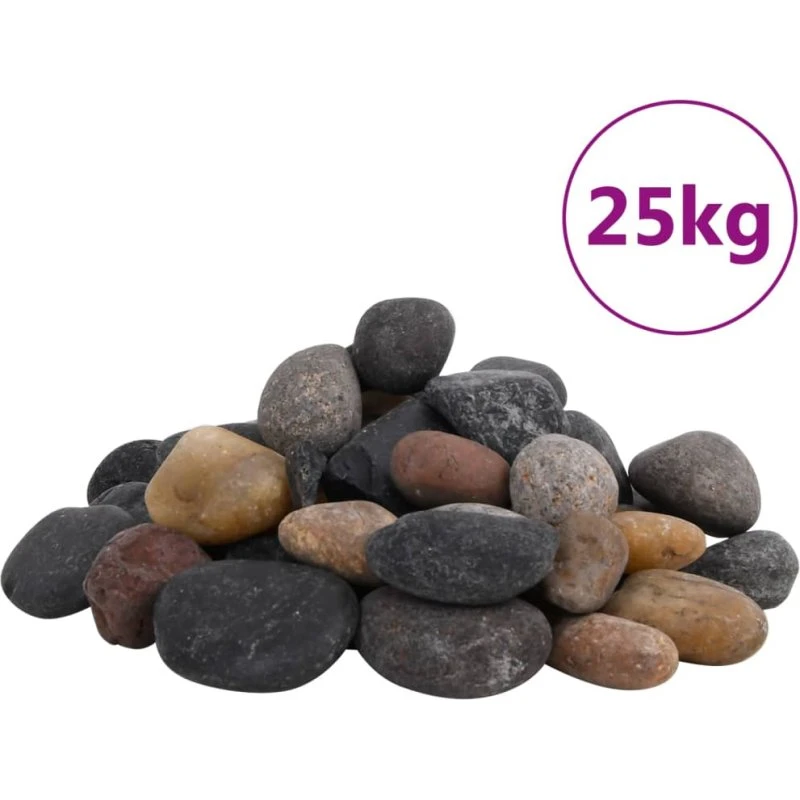 vidaXL polerede småsten 25 kg 5-8 cm flerfarvet