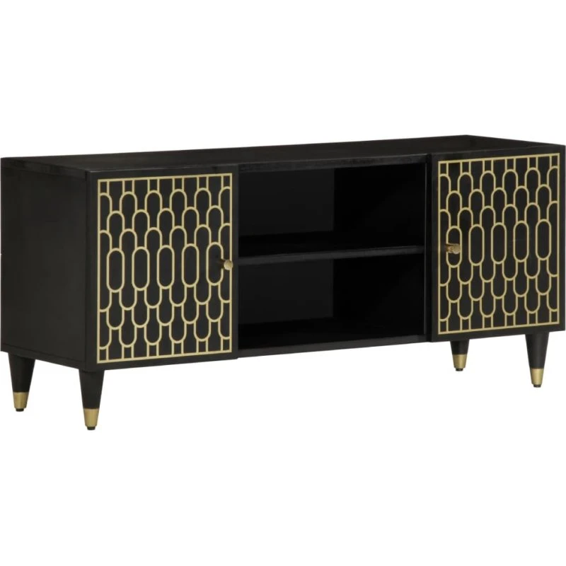 vidaXL TV-bord 105x33x46 cm massivt mangotræ, sort