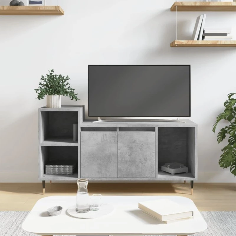 vidaXL TV-bord 100x35x55 cm i konstrueret træ, betongrå