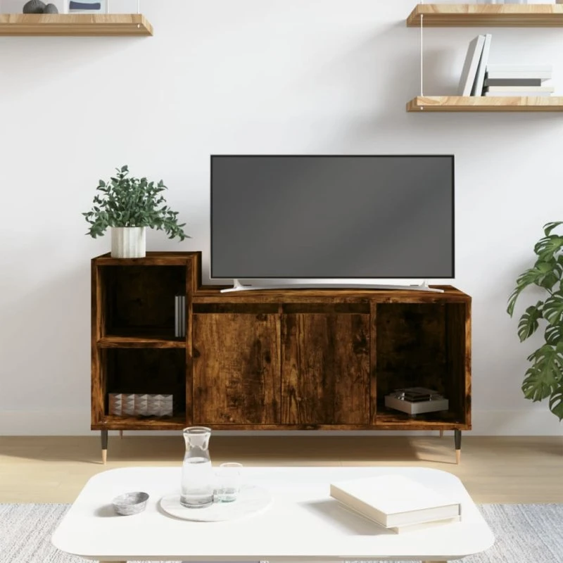 vidaXL TV-bord 100x35x55 cm konstrueret træ, røget eg