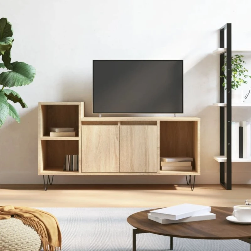 vidaXL TV-bord 100x35x55 cm konstrueret træ, sonoma-eg