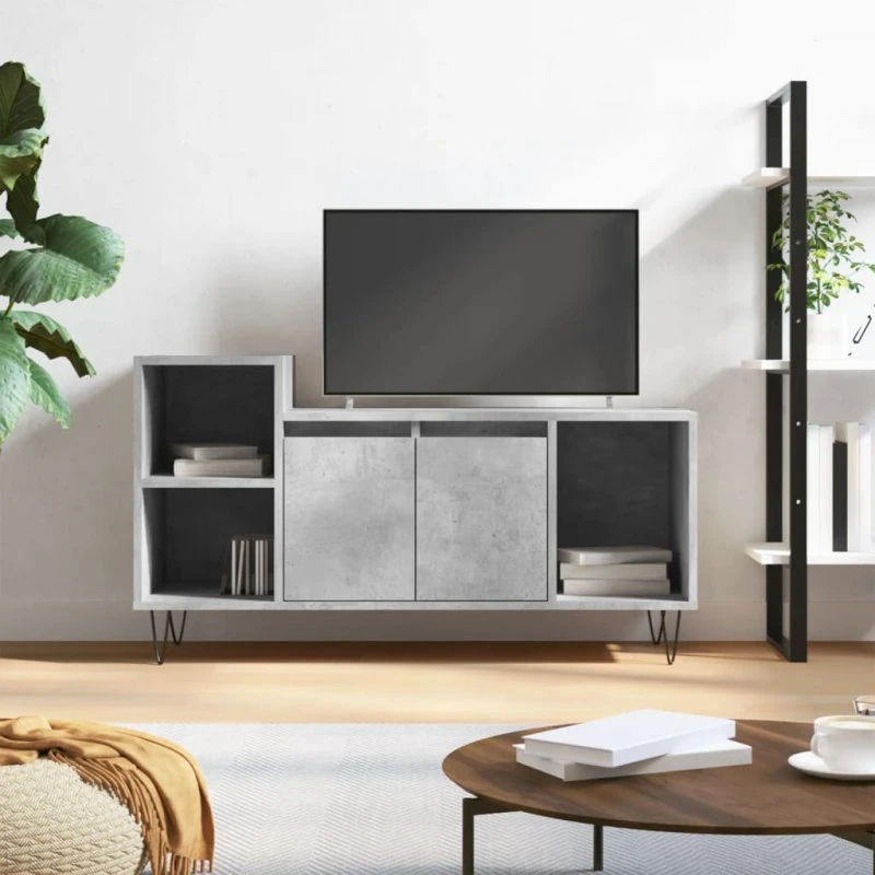 vidaXL TV-bord 100x35x55 cm konstrueret træ – betongrå