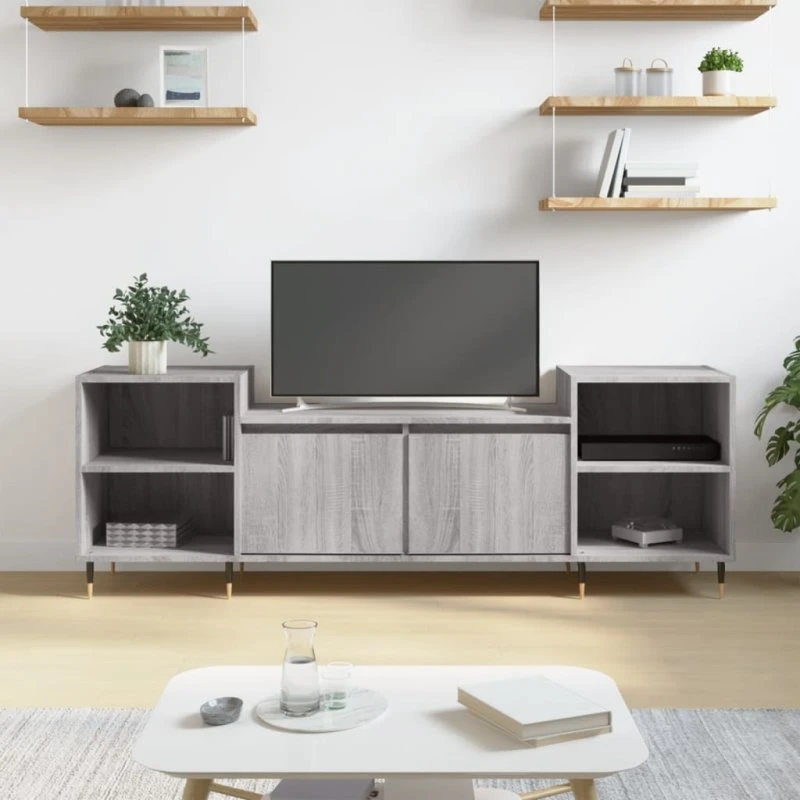 vidaXL TV-bord 160x35x55 cm konstrueret træ, grå Sonoma-eg