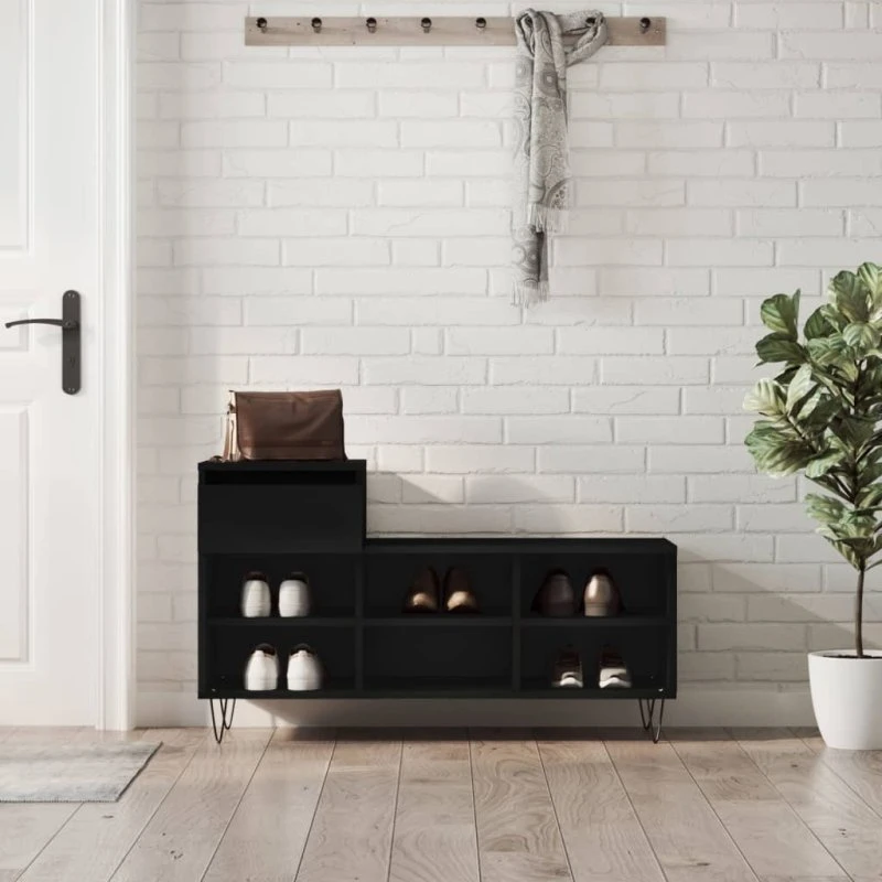 vidaXL skoreol 102x36x60 cm – sort, 1 skuffe & 6 rum