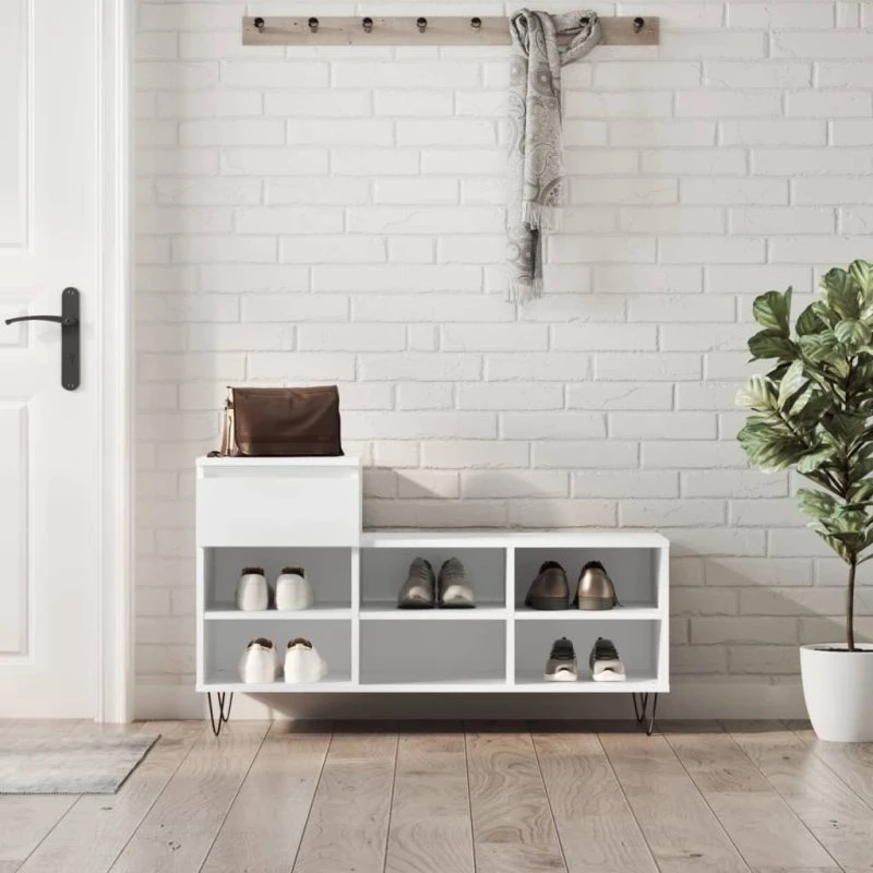 vidaXL skoreol 102x36x60 cm konstrueret træ – hvid