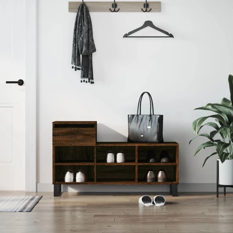 vidaXL skoskab 102x36x60 cm konstrueret træ brun egetræ