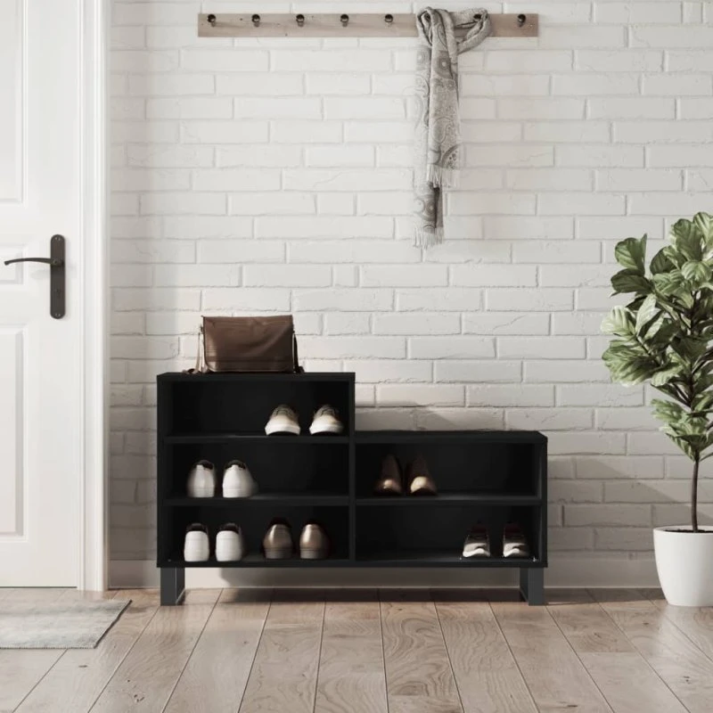 vidaXL skoreol 102x36x60 cm konstrueret træ sort