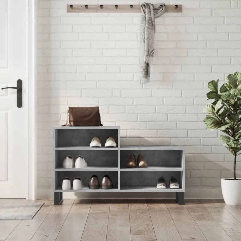 vidaXL skoreol 102x36x60 cm i konstrueret træ – betongrå