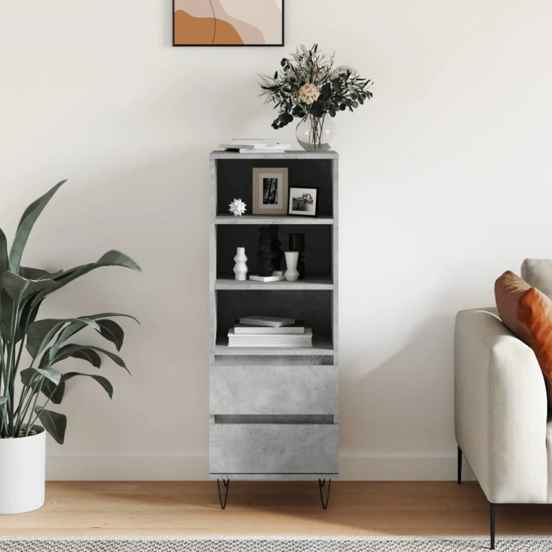 vidaXL højskab 40x36x110 cm konstrueret træ - betongrå