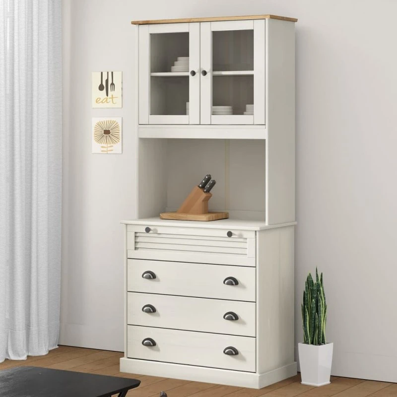 vidaXL skænk VIGO 80x40x176 cm massivt fyrretræ hvid
