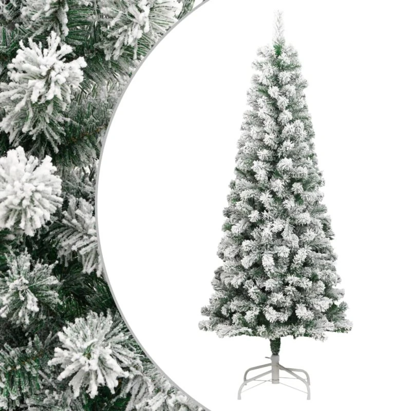 vidaXL kunstigt juletræ med sne 210 cm (hængslet)