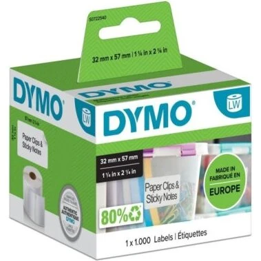 Dymo LabelWriter 32x57 mm - aftagelige etiketter, 1000 stk